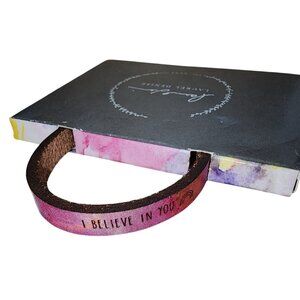 NEW Laurel Denise Child's Bracelet I Believe In You Pink Leather Jewelry Rainbow